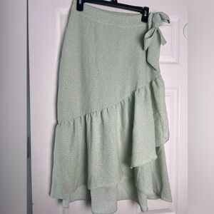 LC Lauren Conrad Mint Ruffle Midi Skirt S